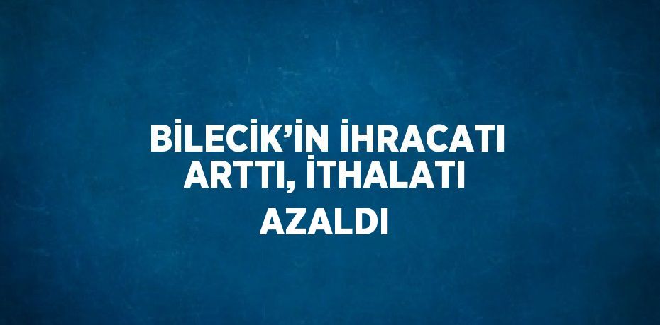 BİLECİK’İN İHRACATI ARTTI, İTHALATI AZALDI