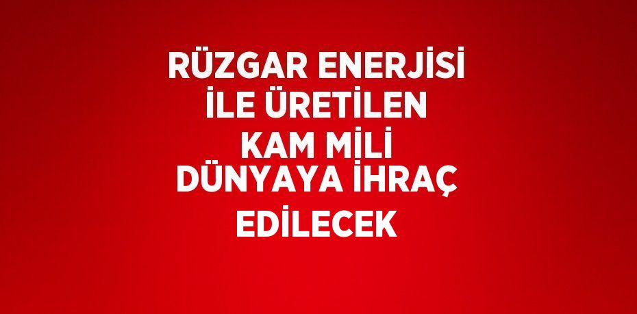 RÜZGAR ENERJİSİ İLE ÜRETİLEN KAM MİLİ DÜNYAYA İHRAÇ EDİLECEK