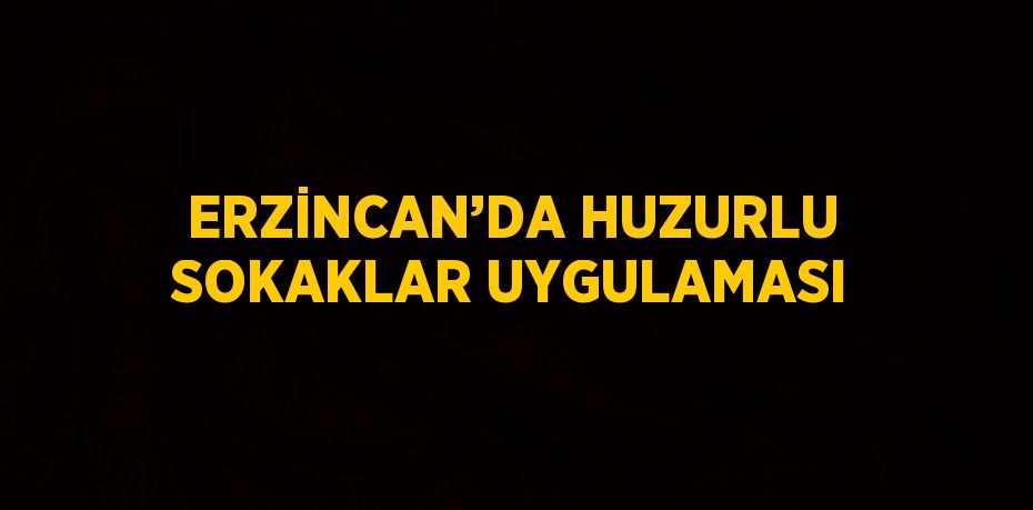 ERZİNCAN’DA HUZURLU SOKAKLAR UYGULAMASI