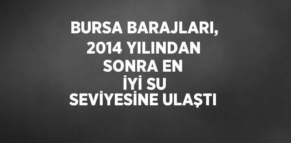 BURSA BARAJLARI, 2014 YILINDAN SONRA EN İYİ SU SEVİYESİNE ULAŞTI