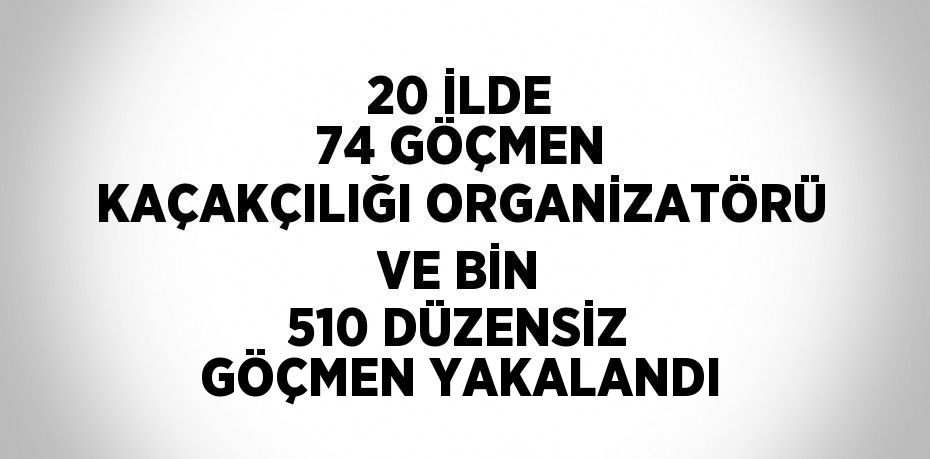 20 İLDE 74 GÖÇMEN KAÇAKÇILIĞI ORGANİZATÖRÜ VE BİN 510 DÜZENSİZ GÖÇMEN YAKALANDI