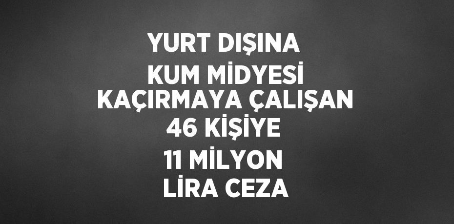 YURT DIŞINA KUM MİDYESİ KAÇIRMAYA ÇALIŞAN 46 KİŞİYE 11 MİLYON LİRA CEZA