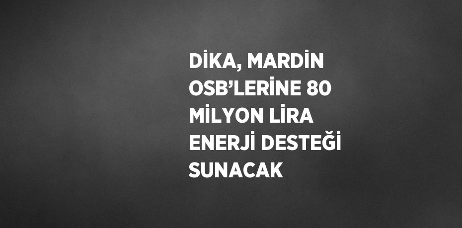 DİKA, MARDİN OSB’LERİNE 80 MİLYON LİRA ENERJİ DESTEĞİ SUNACAK