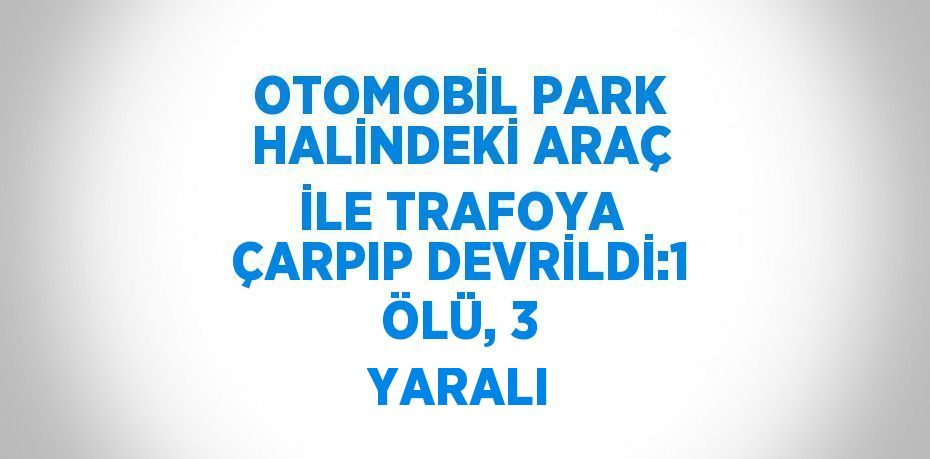 OTOMOBİL PARK HALİNDEKİ ARAÇ İLE TRAFOYA ÇARPIP DEVRİLDİ:1 ÖLÜ, 3 YARALI