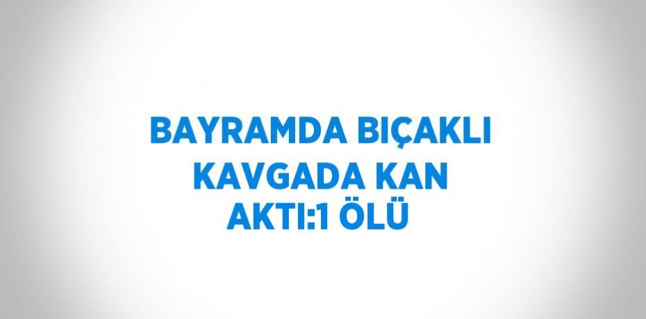 BAYRAMDA BIÇAKLI KAVGADA KAN AKTI:1 ÖLÜ