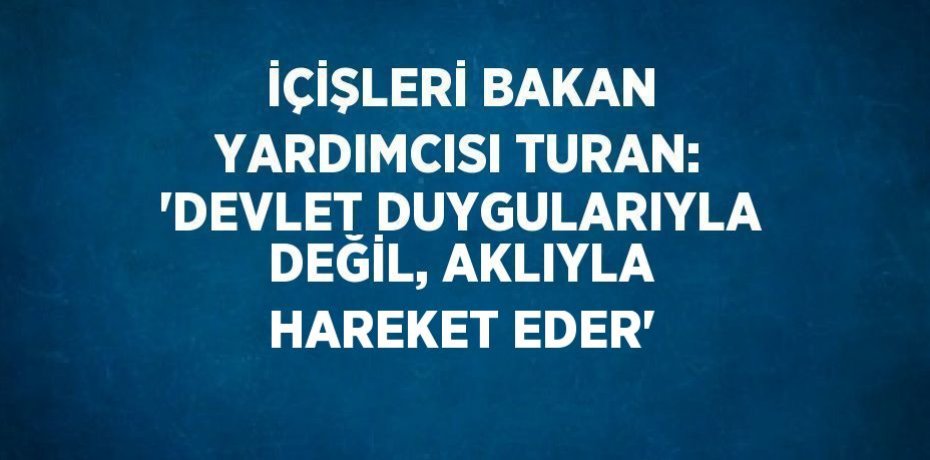 İÇİŞLERİ BAKAN YARDIMCISI TURAN: 'DEVLET DUYGULARIYLA DEĞİL, AKLIYLA HAREKET EDER'
