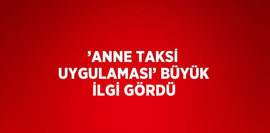 ’ANNE TAKSİ UYGULAMASI’ BÜYÜK İLGİ GÖRDÜ