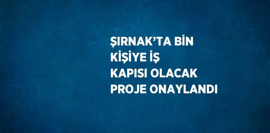 ŞIRNAK’TA BİN KİŞİYE İŞ KAPISI OLACAK PROJE ONAYLANDI