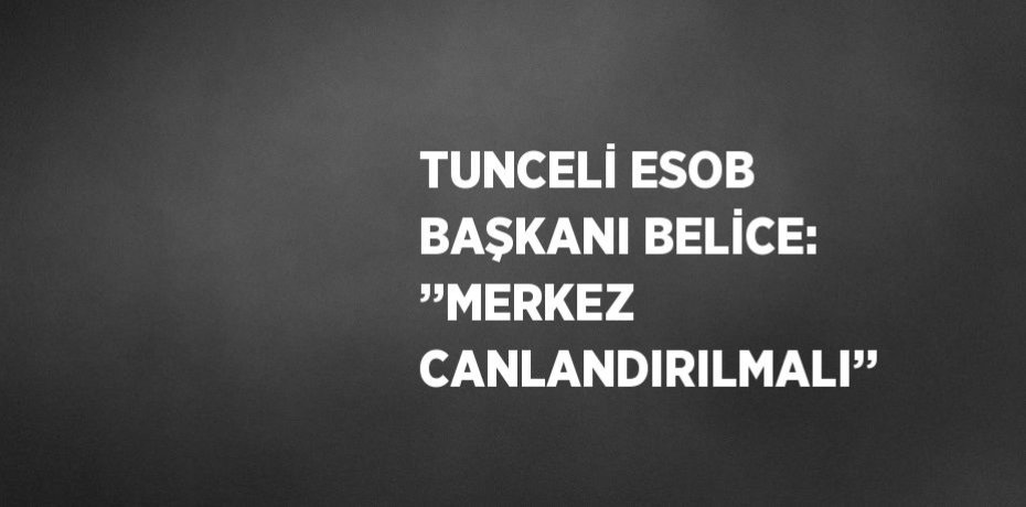 TUNCELİ ESOB BAŞKANI BELİCE: ’’MERKEZ CANLANDIRILMALI’’