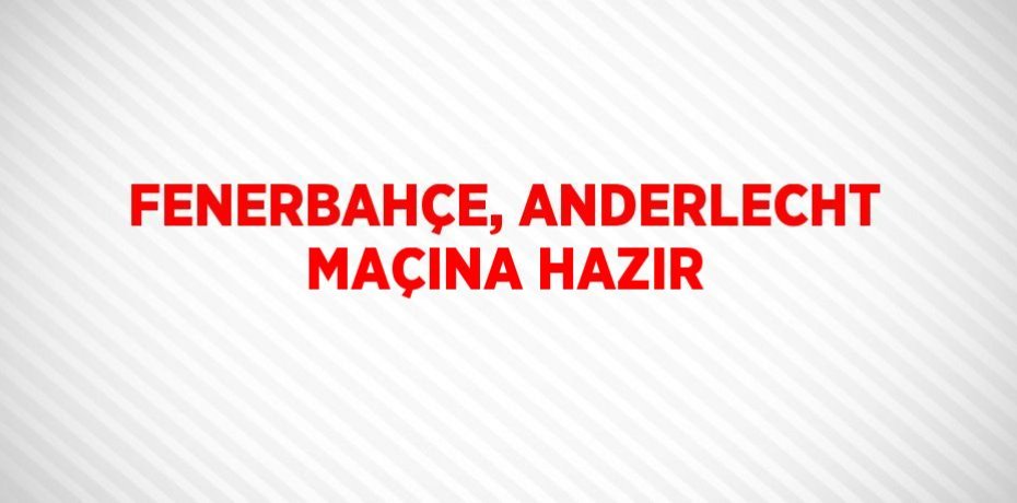 FENERBAHÇE, ANDERLECHT MAÇINA HAZIR