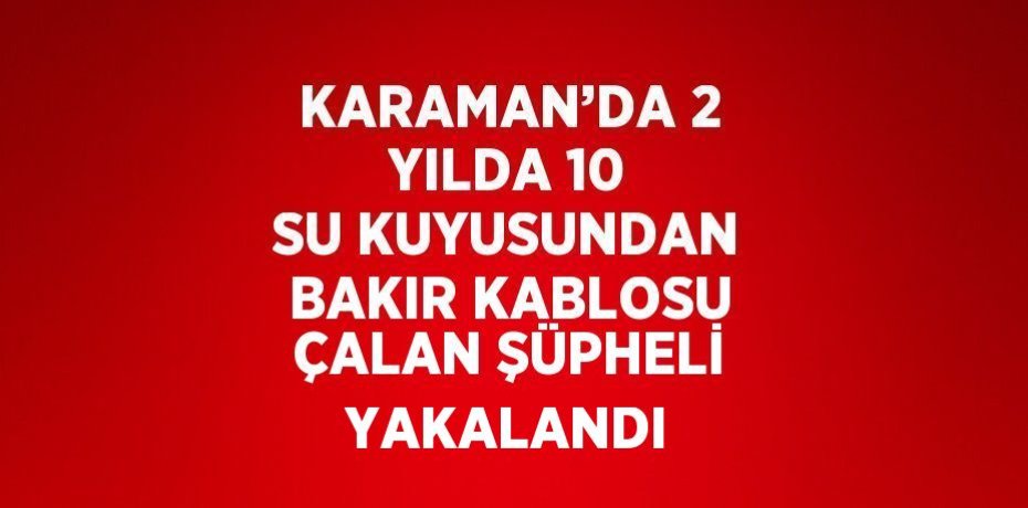 KARAMAN’DA 2 YILDA 10 SU KUYUSUNDAN BAKIR KABLOSU ÇALAN ŞÜPHELİ YAKALANDI