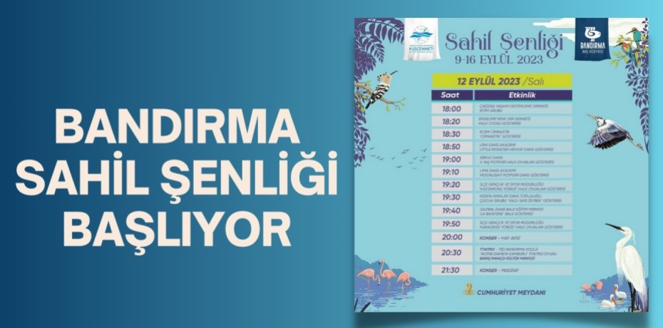 BANDIRMA SAHİL ŞENLİĞİ BAŞLIYOR
