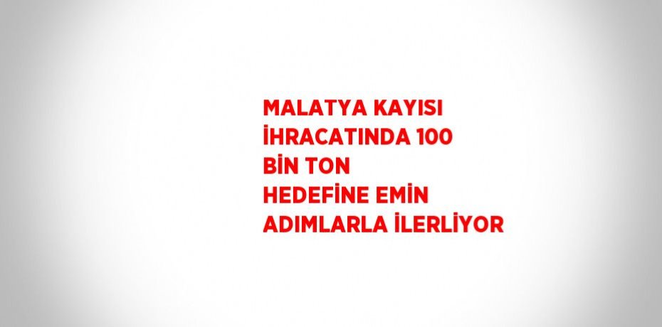 MALATYA KAYISI İHRACATINDA 100 BİN TON HEDEFİNE EMİN ADIMLARLA İLERLİYOR