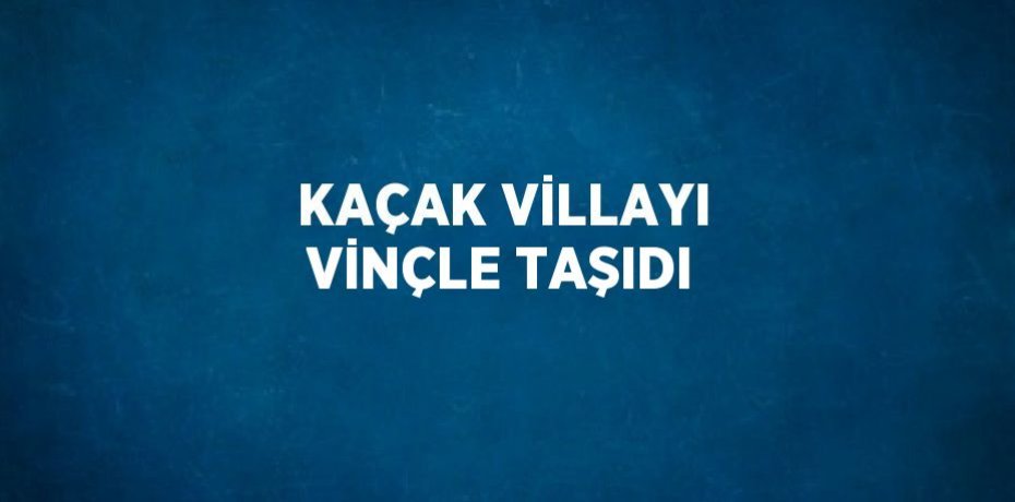KAÇAK VİLLAYI VİNÇLE TAŞIDI