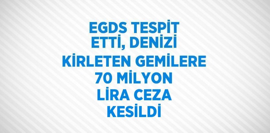 EGDS TESPİT ETTİ, DENİZİ KİRLETEN GEMİLERE 70 MİLYON LİRA CEZA KESİLDİ