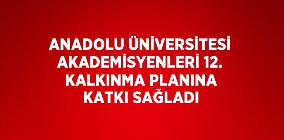 ANADOLU ÜNİVERSİTESİ AKADEMİSYENLERİ 12. KALKINMA PLANINA KATKI SAĞLADI