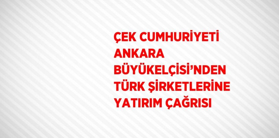 ÇEK CUMHURİYETİ ANKARA BÜYÜKELÇİSİ’NDEN TÜRK ŞİRKETLERİNE YATIRIM ÇAĞRISI
