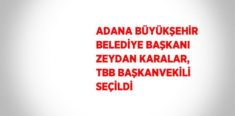 ADANA BÜYÜKŞEHİR BELEDİYE BAŞKANI ZEYDAN KARALAR, TBB BAŞKANVEKİLİ SEÇİLDİ