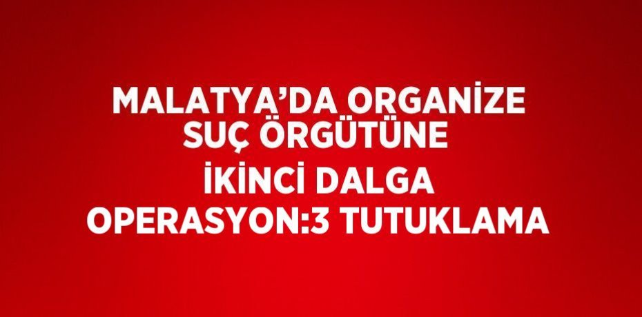 MALATYA’DA ORGANİZE SUÇ ÖRGÜTÜNE İKİNCİ DALGA OPERASYON:3 TUTUKLAMA
