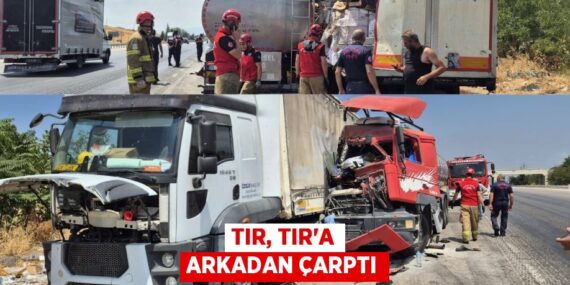 TIR, TIR’A ARKADAN ÇARPTI