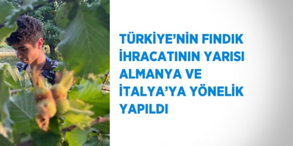 TÜRKİYE’NİN FINDIK İHRACATININ YARISI ALMANYA VE İTALYA’YA YÖNELİK YAPILDI