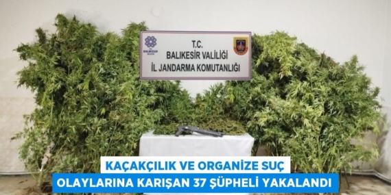 KAÇAKÇILIK VE ORGANİZE SUÇ OLAYLARINA KARIŞAN 37 ŞÜPHELİ YAKALANDI