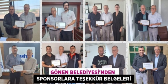 GÖNEN BELEDİYESİ’NDEN   SPONSORLARA TEŞEKKÜR BELGELERİ
