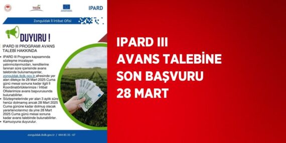IPARD III AVANS TALEBİNE SON BAŞVURU 28 MART