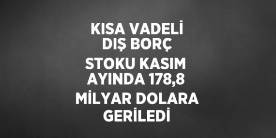 KISA VADELİ DIŞ BORÇ STOKU KASIM AYINDA 178,8 MİLYAR DOLARA GERİLEDİ