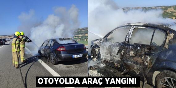 Otoyolda araç yangını