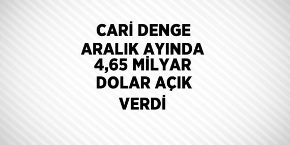 CARİ DENGE ARALIK AYINDA 4,65 MİLYAR DOLAR AÇIK VERDİ