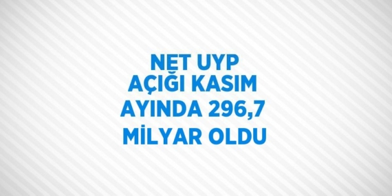 NET UYP AÇIĞI KASIM AYINDA 296,7 MİLYAR OLDU