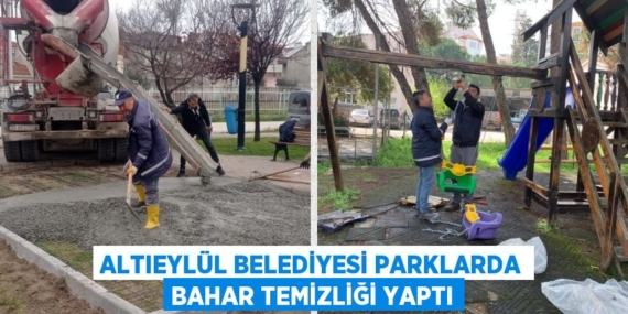 ALTIEYLÜL BELEDİYESİ PARKLARDA BAHAR TEMİZLİĞİ YAPTI