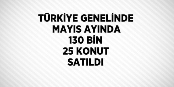 TÜRKİYE GENELİNDE MAYIS AYINDA 130 BİN 25 KONUT SATILDI