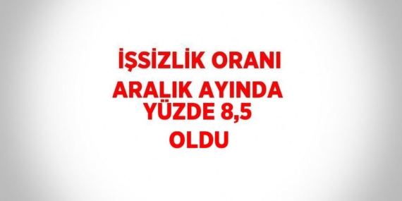 İŞSİZLİK ORANI ARALIK AYINDA YÜZDE 8,5 OLDU