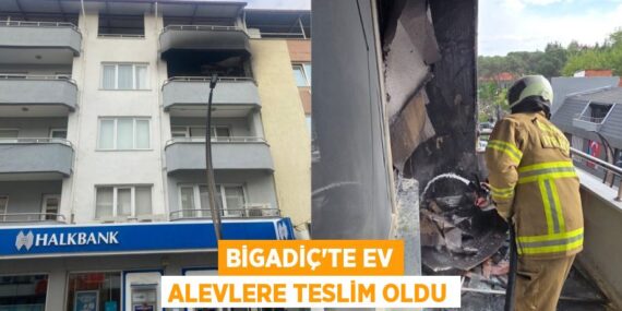 BİGADİÇ’TE EV ALEVLERE TESLİM OLDU