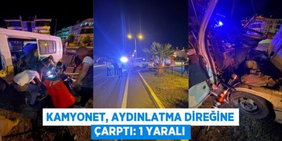 Kamyonet, aydınlatma direğine çarptı: 1 yaralı