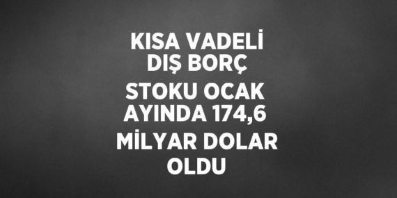 KISA VADELİ DIŞ BORÇ STOKU OCAK AYINDA 174,6 MİLYAR DOLAR OLDU