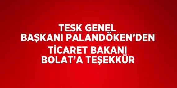 TESK GENEL BAŞKANI PALANDÖKEN’DEN TİCARET BAKANI BOLAT’A TEŞEKKÜR
