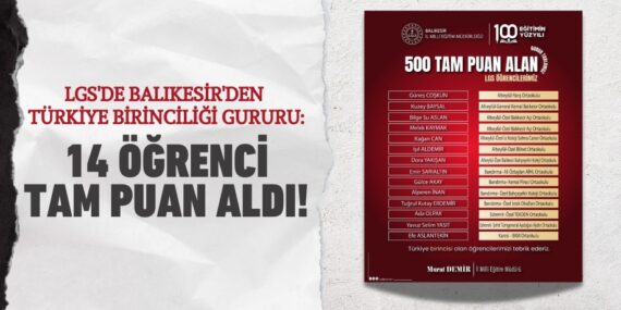 LGS’de Balıkesir’den Türkiye Birinciliği Gururu: 14 Öğrenci Tam Puan Aldı!