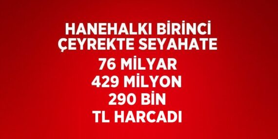 HANEHALKI BİRİNCİ ÇEYREKTE SEYAHATE 76 MİLYAR 429 MİLYON 290 BİN TL HARCADI