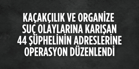 KAÇAKÇILIK VE ORGANİZE SUÇ OLAYLARINA KARIŞAN 44 ŞÜPHELİNİN ADRESLERİNE OPERASYON DÜZENLENDİ