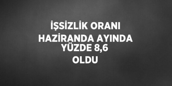 İŞSİZLİK ORANI HAZİRANDA AYINDA YÜZDE 8,6 OLDU