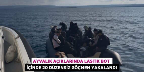 AYVALIK AÇIKLARINDA LASTİK BOT İÇİNDE 20 DÜZENSİZ GÖÇMEN YAKALANDI
