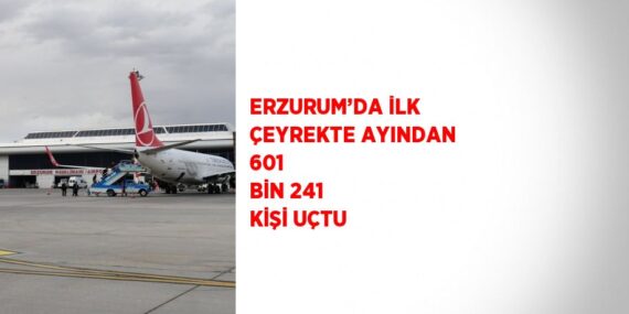ERZURUM’DA İLK ÇEYREKTE AYINDAN 601  BİN 241 KİŞİ UÇTU