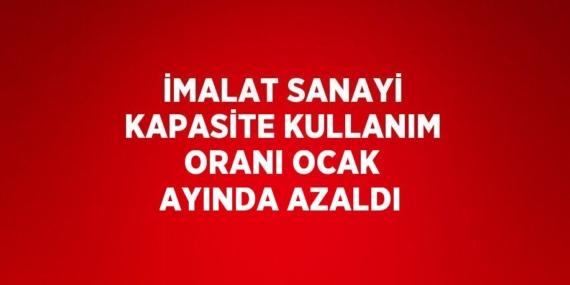 İMALAT SANAYİ KAPASİTE KULLANIM ORANI OCAK AYINDA AZALDI