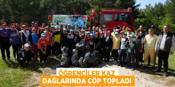 ÖĞRENCİLER KAZ DAĞLARINDA ÇÖP TOPLADI