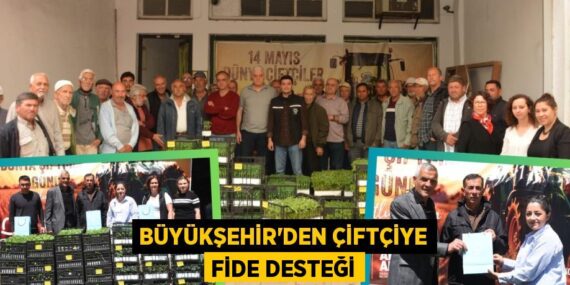 BÜYÜKŞEHİR’DEN ÇİFTÇİYE FİDE DESTEĞİ