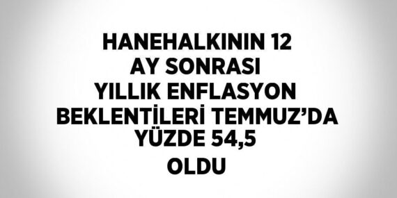 HANEHALKININ 12 AY SONRASI YILLIK ENFLASYON BEKLENTİLERİ TEMMUZ’DA YÜZDE 54,5 OLDU
