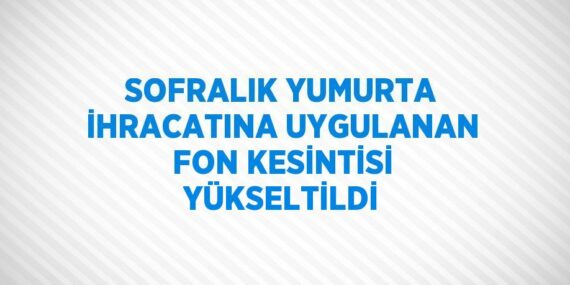 SOFRALIK YUMURTA İHRACATINA UYGULANAN FON KESİNTİSİ YÜKSELTİLDİ